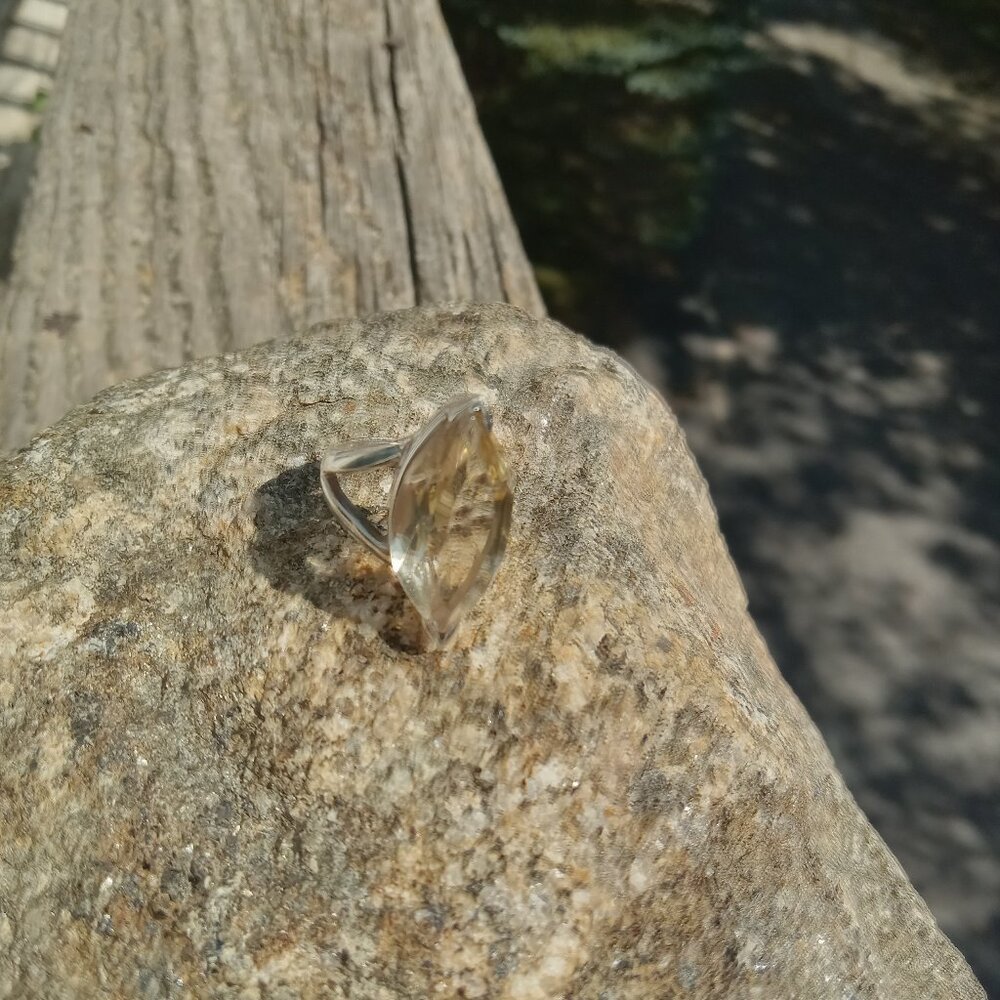 Yellow Labradorite Ring 925 Silver